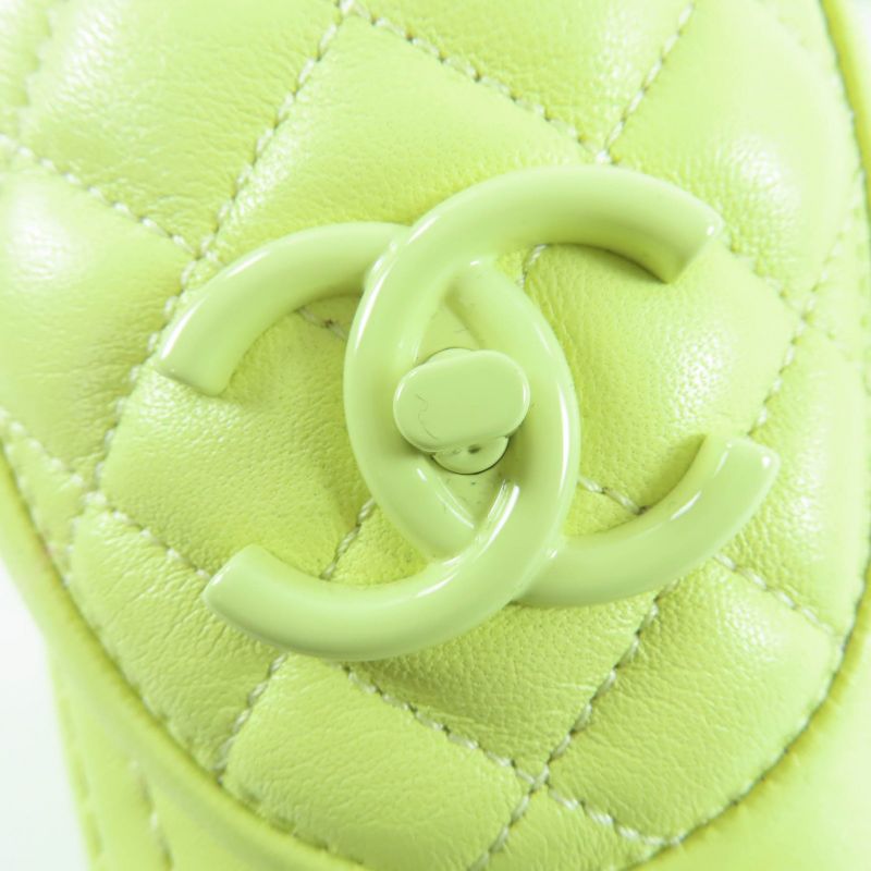 CHANEL G45474 Coco Mark Matelasse Turnlock Leather Loafers Yellow 37 With Box