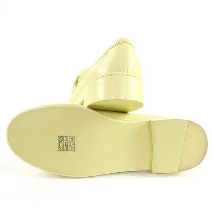 CHANEL G45474 Coco Mark Matelasse Turnlock Leather Loafers Yellow 37 With Box