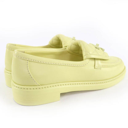 CHANEL G45474 Coco Mark Matelasse Turnlock Leather Loafers Yellow 37 With Box