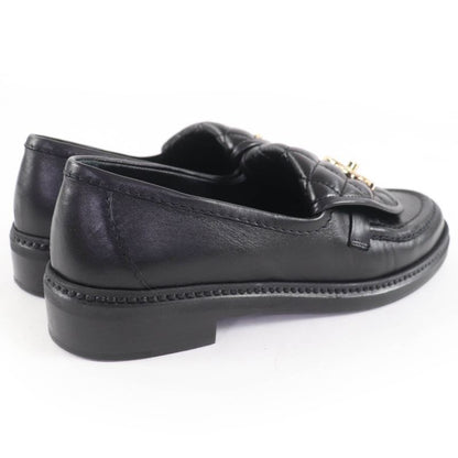 CHANEL G36646 Coco Mark Matelasse Turnlock Leather Loafer Black 37 With Box And