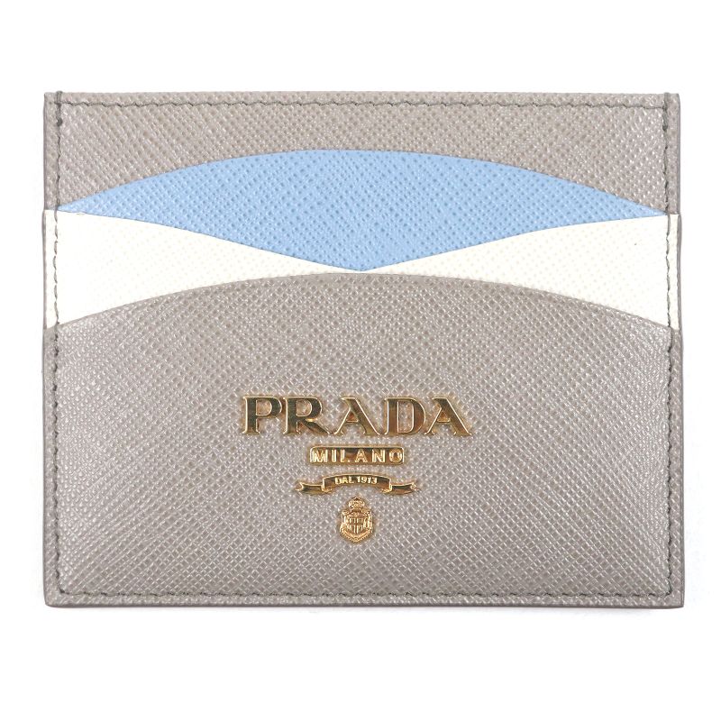 Prada 1mc025 Saffiano Leather Metal Logo Pass Case Business Card Holder Card