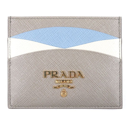 Prada 1mc025 Saffiano Leather Metal Logo Pass Case Business Card Holder Card