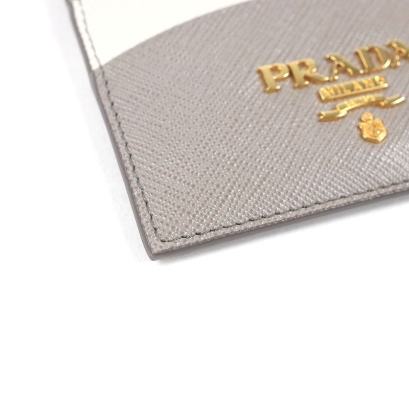 Prada 1mc025 Saffiano Leather Metal Logo Pass Case Business Card Holder Card