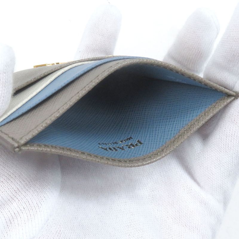 Prada 1mc025 Saffiano Leather Metal Logo Pass Case Business Card Holder Card