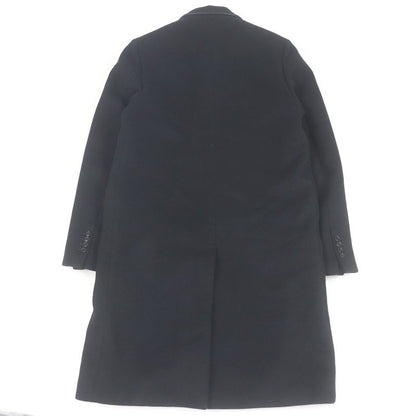 Hermes 21AW 100% Cashmere Lamb Leather Piping Chester Coat Black 44 With