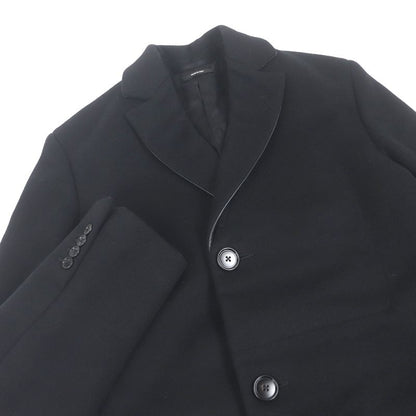 Hermes 21AW 100% Cashmere Lamb Leather Piping Chester Coat Black 44 With