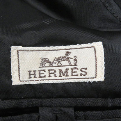 Hermes 21AW 100% Cashmere Lamb Leather Piping Chester Coat Black 44 With