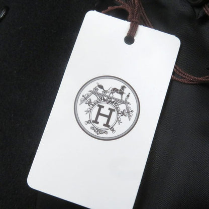 Hermes 21AW 100% Cashmere Lamb Leather Piping Chester Coat Black 44 With