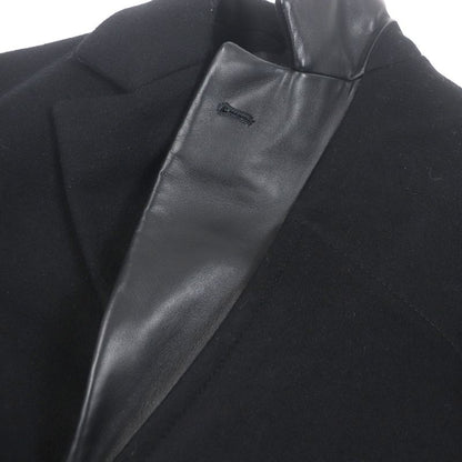 Hermes 21AW 100% Cashmere Lamb Leather Piping Chester Coat Black 44 With