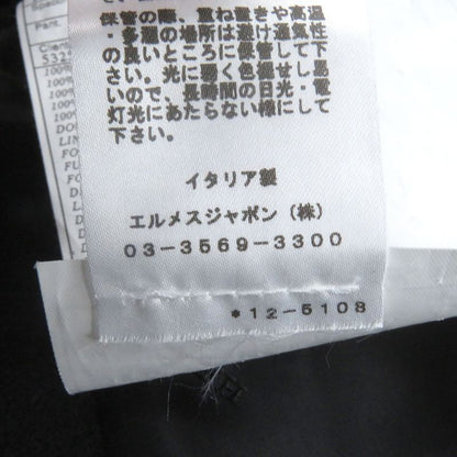 Hermes 21AW 100% Cashmere Lamb Leather Piping Chester Coat Black 44 With