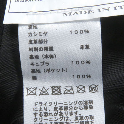 Hermes 21AW 100% Cashmere Lamb Leather Piping Chester Coat Black 44 With