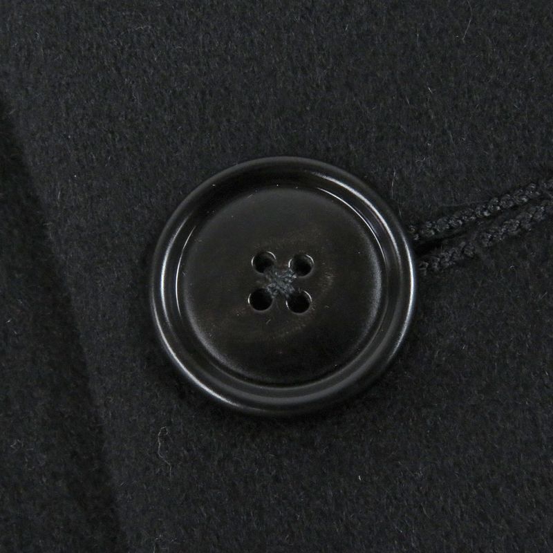 Hermes 21AW 100% Cashmere Lamb Leather Piping Chester Coat Black 44 With