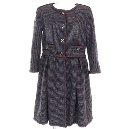 CHANEL P42301 100% Silk Lining With Coco Mark Buttons Lame Collarless Tweed