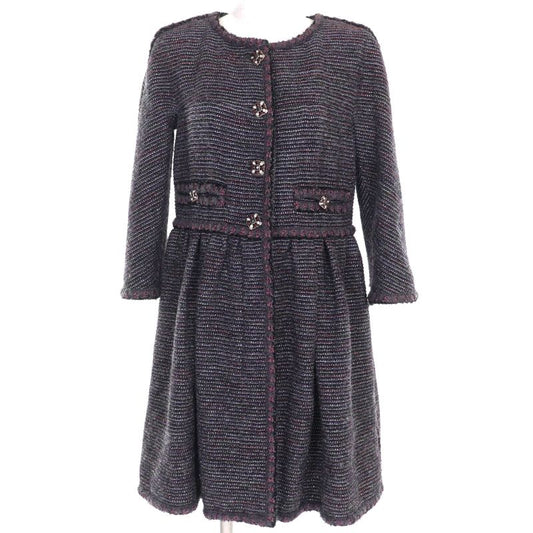 CHANEL P42301 100% Silk Lining With Coco Mark Buttons Lame Collarless Tweed