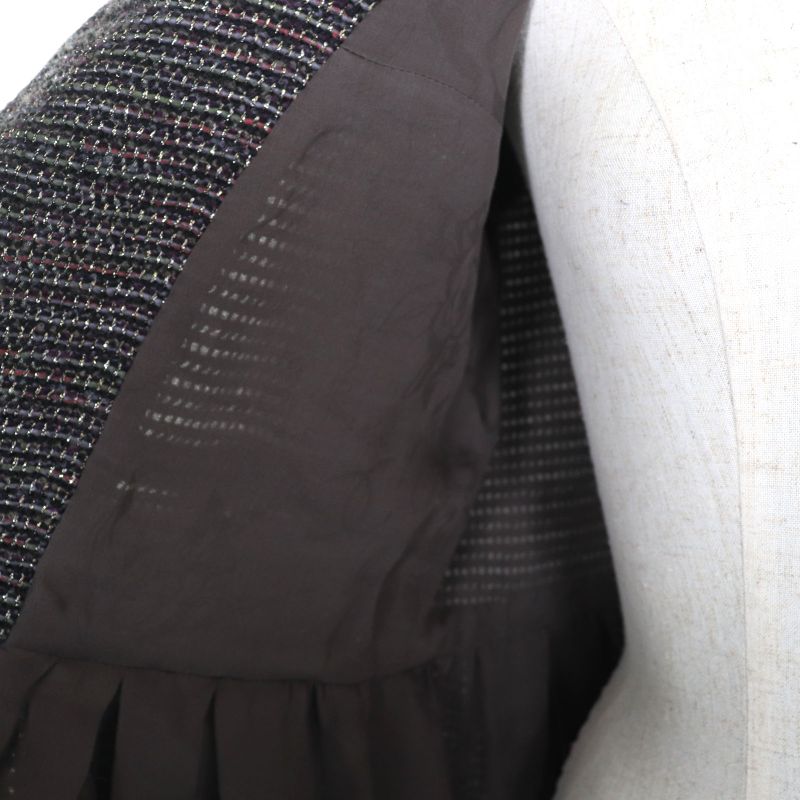 CHANEL P42301 100% Silk Lining With Coco Mark Buttons Lame Collarless Tweed