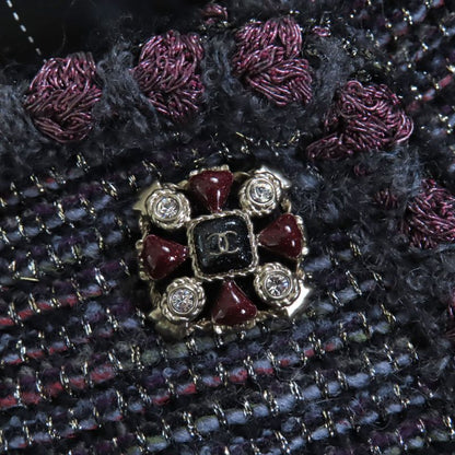 CHANEL P42301 100% Silk Lining With Coco Mark Buttons Lame Collarless Tweed