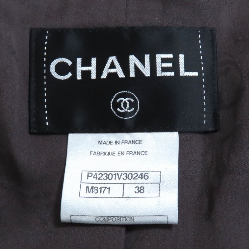 CHANEL P42301 100% Silk Lining With Coco Mark Buttons Lame Collarless Tweed