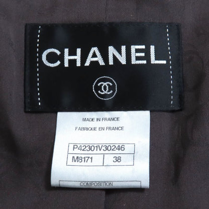 CHANEL P42301 100% Silk Lining With Coco Mark Buttons Lame Collarless Tweed