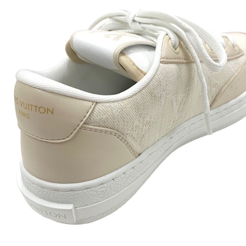 Louis Vuitton Charlie Line Sneakers Shoes Fabric Beige White Unused LV Logo
