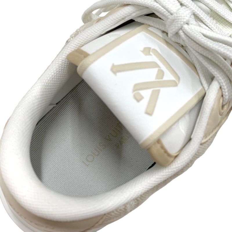 Louis Vuitton Charlie Line Sneakers Shoes Fabric Beige White Unused LV Logo