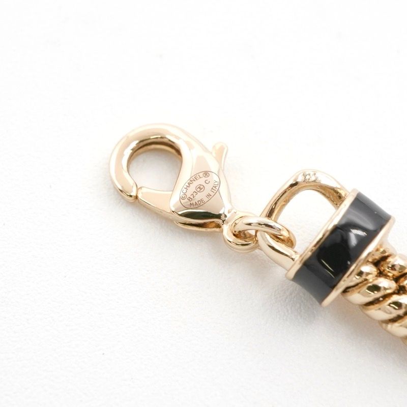 Chanel Necklace Pendant Choker Gold Black Coco Mark Chain