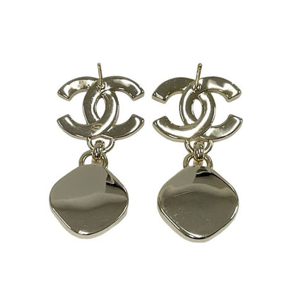 Chanel Earrings Earring Gold Coco Mark Rhinestone Pearl