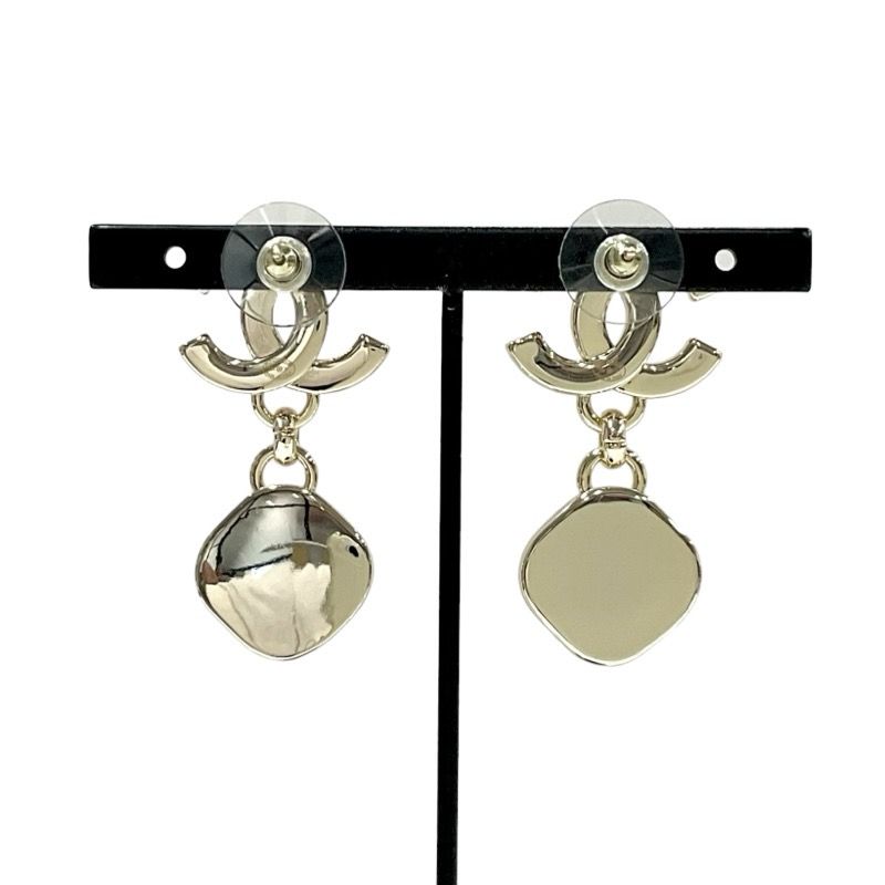 Chanel Earrings Earring Gold Coco Mark Rhinestone Pearl