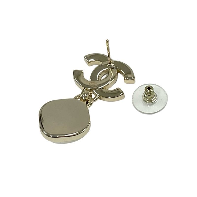 Chanel Earrings Earring Gold Coco Mark Rhinestone Pearl