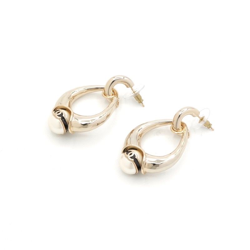 Chanel Earrings Earring Gold Coco Mark Pearl