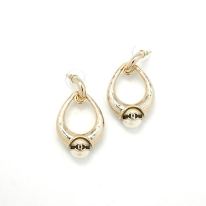 Chanel Earrings Earring Gold Coco Mark Pearl