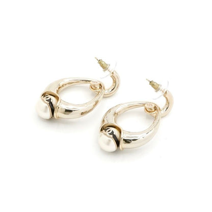 Chanel Earrings Earring Gold Coco Mark Pearl
