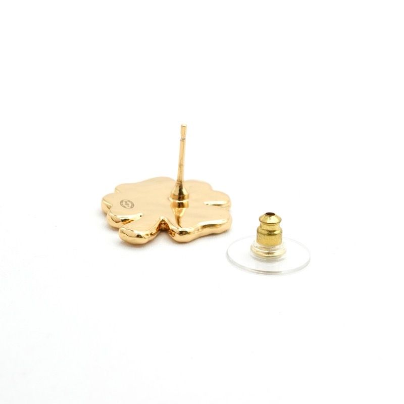 Chanel Earrings Earring Gold Black Coco Mark Clover