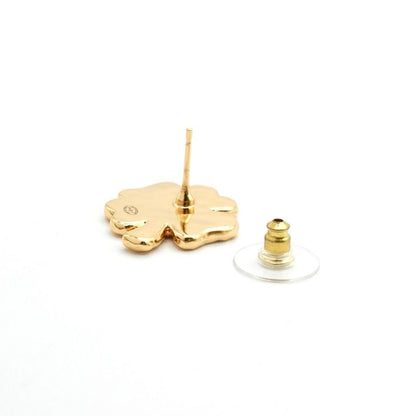 Chanel Earrings Earring Gold Black Coco Mark Clover
