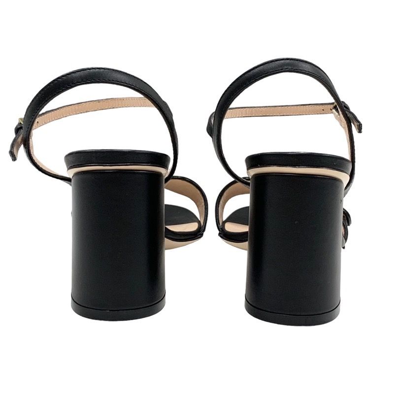 Gucci Double G Sandals Shoes Leather Black Gold Ggmarmont Ankle Strap