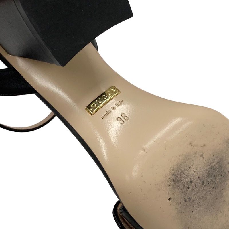 Gucci Double G Sandals Shoes Leather Black Gold Ggmarmont Ankle Strap