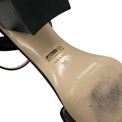 Gucci Double G Sandals Shoes Leather Black Gold Ggmarmont Ankle Strap