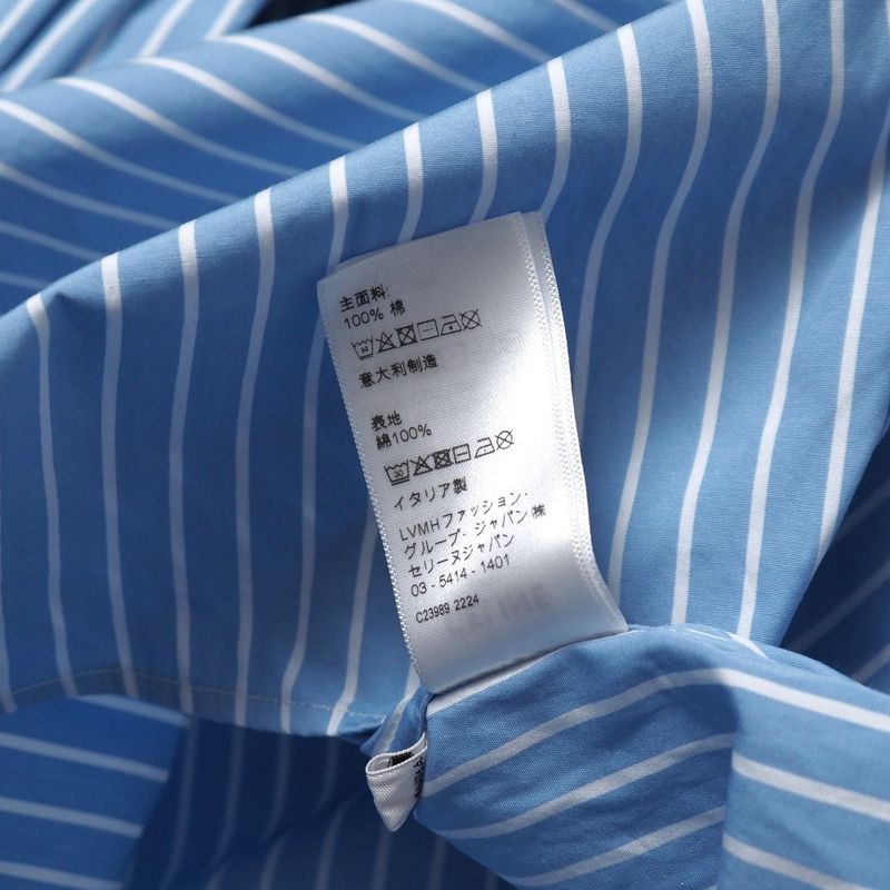 Celine Long Sleeve Shirt Size 34 Stripe Tie Collar Ribbon Blouse Made In Italy