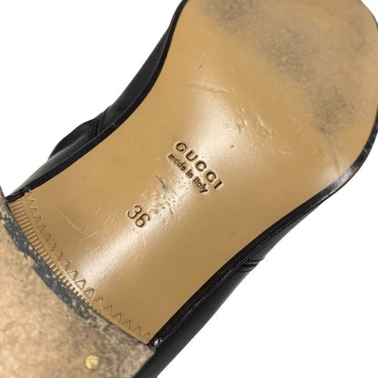 Gucci Boots Long Boots Shoes Leather Black Gold Tassel Sherry Line