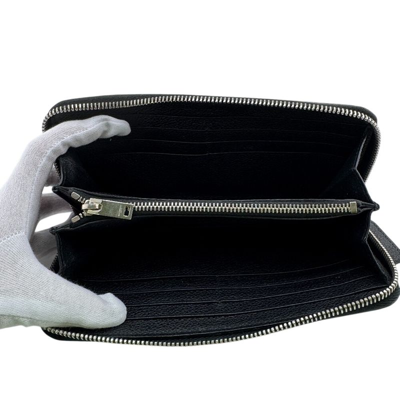 Saint Laurent Round Zipper YSL Logo Engraved Long Wallet Branded Card Holder