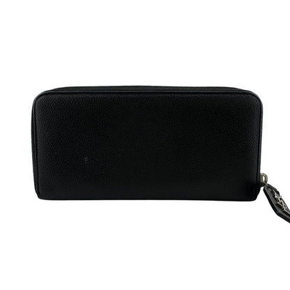 Saint Laurent Round Zipper YSL Logo Engraved Long Wallet Branded Card Holder