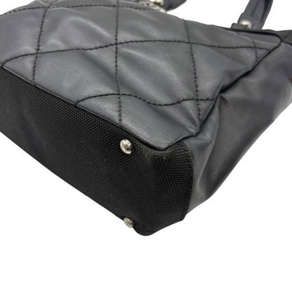 3420 Chanel Tote Paris Biarritz Tote PM A34208 Coated Canvas Black Silver