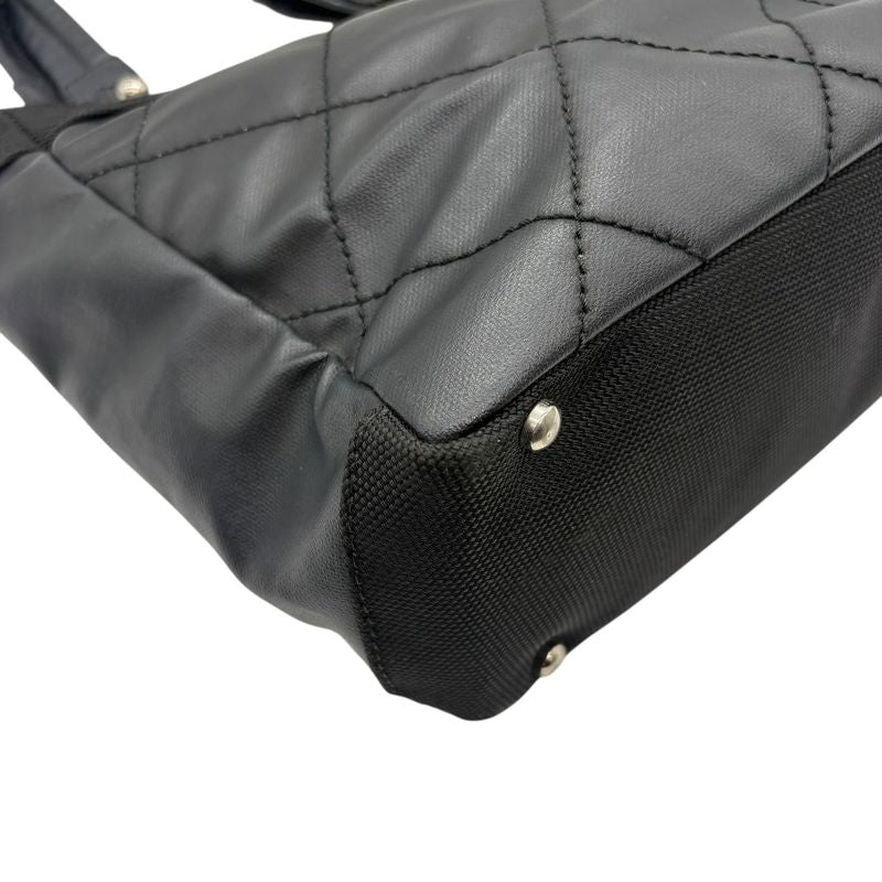 3420 Chanel Tote Paris Biarritz Tote PM A34208 Coated Canvas Black Silver