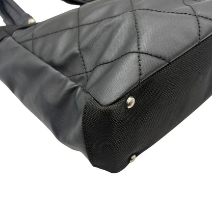 3420 Chanel Tote Paris Biarritz Tote PM A34208 Coated Canvas Black Silver
