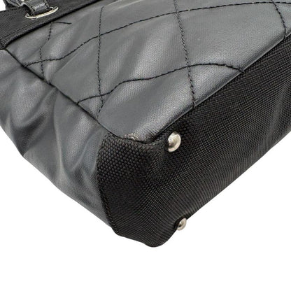 3420 Chanel Tote Paris Biarritz Tote PM A34208 Coated Canvas Black Silver