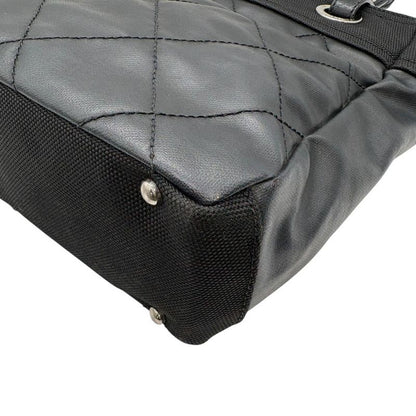 3420 Chanel Tote Paris Biarritz Tote PM A34208 Coated Canvas Black Silver