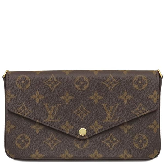 Louis Vuitton Chain Wallet Pochette Felicie Monogram Canvas Fuchsia Gold