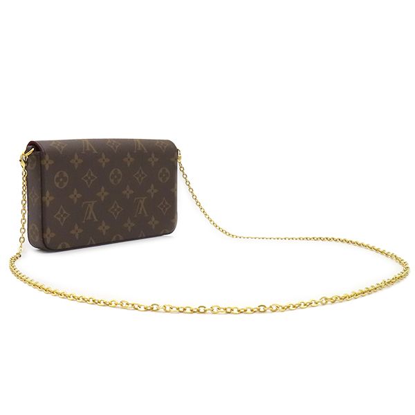 Louis Vuitton Chain Wallet Pochette Felicie Monogram Canvas Fuchsia Gold