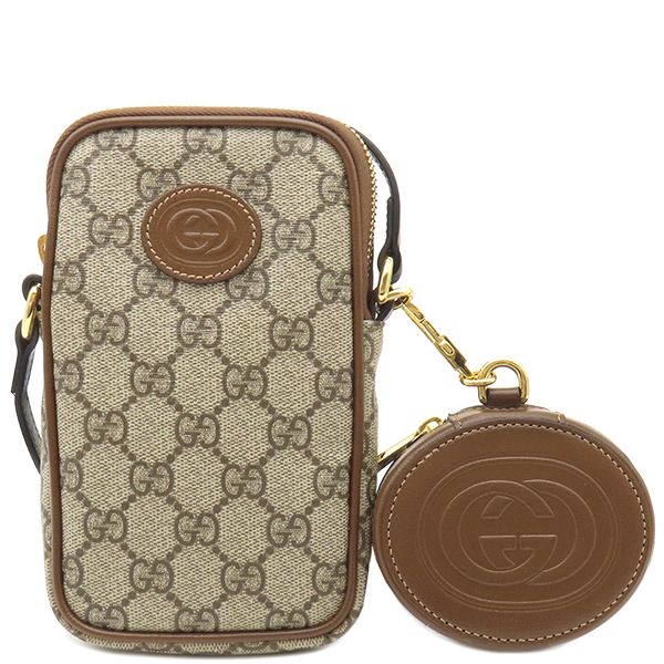 Gucci Shoulder Bag Interlocking G Mini Shoulder GG Supreme Canvas Leather Beige