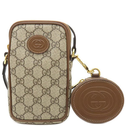 Gucci Shoulder Bag Interlocking G Mini Shoulder GG Supreme Canvas Leather Beige