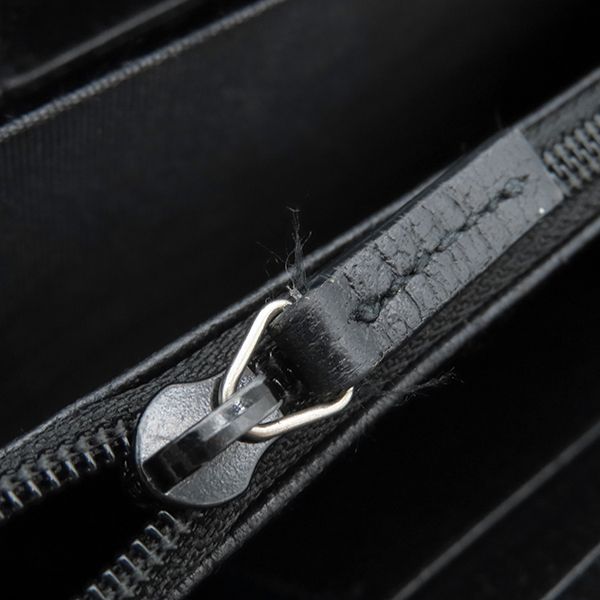 Gucci Long Wallet Off the Grid Zip Around Wallet Nylon Leather Black Silver